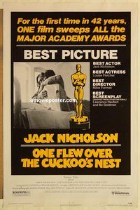 e419 ONE FLEW OVER THE CUCKOO'S NEST one-sheet movie poster '75 Nicholson