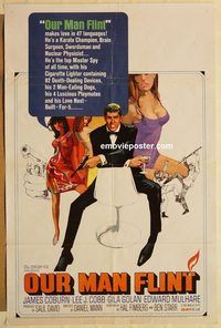 e421 OUR MAN FLINT one-sheet movie poster '66 James Coburn, Cobb