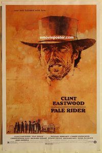 e427 PALE RIDER one-sheet movie poster '85 great Clint Eastwood art!