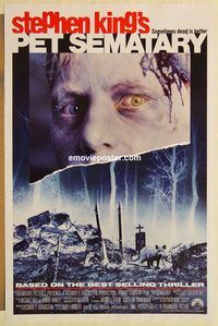 e432 PET SEMATARY one-sheet movie poster '89 Stephen King horror!