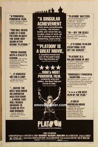e441 PLATOON reviews 1sh '86 Oliver Stone, Tom Berenger, Willem Dafoe, Vietnam War!