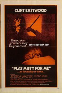 e442 PLAY MISTY FOR ME one-sheet movie poster '71 classic Clint Eastwood!