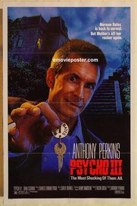 e455 PSYCHO 3 one-sheet movie poster '85 Anthony Perkins, horror!
