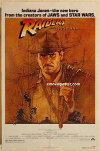 e460 RAIDERS OF THE LOST ARK one-sheet movie poster '81 Harrison Ford