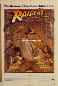 e461 RAIDERS OF THE LOST ARK one-sheet movie poster R82 Harrison Ford