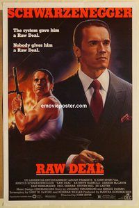 e467 RAW DEAL one-sheet movie poster '86 Arnold Schwarzenegger