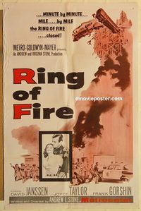 e478 RING OF FIRE int'l one-sheet movie poster '61 David Janssen, Taylor