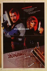e490 RUNAWAY one-sheet movie poster '84 Tom Selleck, Gene Simmons!