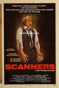 e500 SCANNERS one-sheet movie poster '81 David Cronenberg, wild sci-fi!