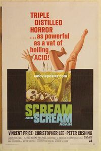 e505 SCREAM & SCREAM AGAIN one-sheet movie poster '70 Vincent Price