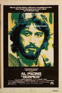 e510 SERPICO one-sheet movie poster '74 Al Pacino crime classic!