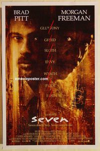 e511 SEVEN one-sheet movie poster '95 Morgan Freeman, Brad Pitt