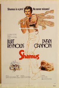 e515 SHAMUS one-sheet movie poster '73 Burt Reynolds never misses!