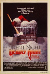 e516 SILENT NIGHT DEADLY NIGHT one-sheet movie poster '84 X-mas horror!!
