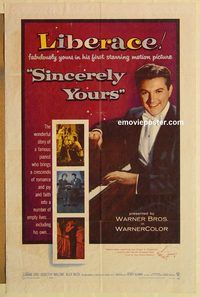 e524 SINCERELY YOURS one-sheet movie poster '55 Liberace, Joanne Dru