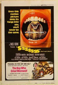 e542 SSSSSSS/BOY WHO CRIED WEREWOLF one-sheet movie poster '73 horror!