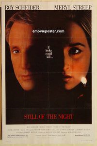 e558 STILL OF THE NIGHT one-sheet movie poster '82 Roy Scheider, Streep