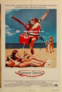 e569 SUMMER RENTAL one-sheet movie poster '85 John Candy on the beach!