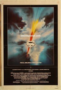 e571 SUPERMAN one-sheet movie poster '78 Chris Reeve, Bob Peak art!