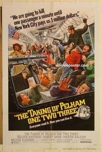 e580 TAKING OF PELHAM ONE TWO THREE one-sheet movie poster '74 Matthau, Shaw