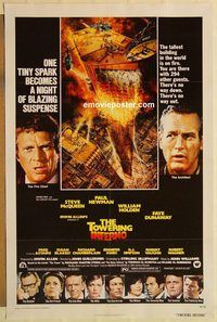 e601 TOWERING INFERNO one-sheet movie poster '74 Steve McQueen, Newman