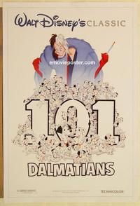 f499 ONE HUNDRED & ONE DALMATIANS DS one-sheet movie poster R91 Walt Disney