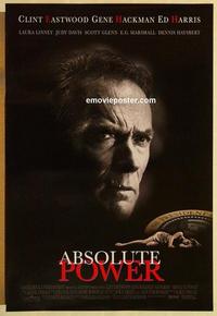 f008 ABSOLUTE POWER one-sheet movie poster '97 Clint Eastwood, Hackman