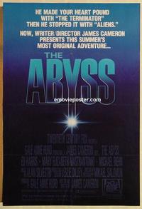 f010 ABYSS one-sheet movie poster '89 James Cameron, Harris, Mastrantonio