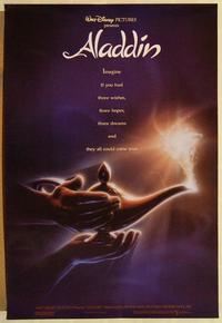f019 ALADDIN DS one-sheet movie poster '92 Walt Disney cartoon!