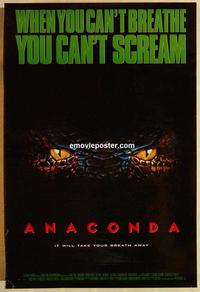f031 ANACONDA DS one-sheet movie poster '97 Jon Voight, Jennifer Lopez