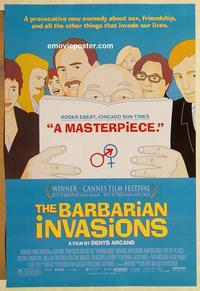 f055 BARBARIAN INVASIONS DS one-sheet movie poster '03 Denys Arcand