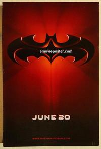 f060 BATMAN & ROBIN DS teaser one-sheet movie poster '97 Clooney, Thurman