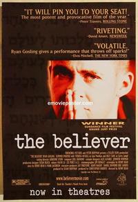 f075 BELIEVER one-sheet movie poster '01 Ryan Gosling, Summer Phoenix