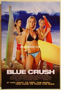 f097 BLUE CRUSH DS one-sheet movie poster '02 Kate Bosworth, surfing girls!