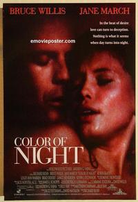 f151 COLOR OF NIGHT DS one-sheet movie poster '94 Bruce Willis, Jane March