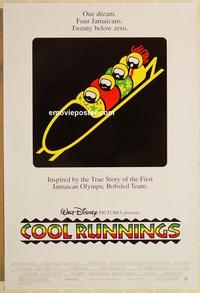 f155 COOL RUNNINGS DS one-sheet movie poster '93 John Candy, bobsledding!
