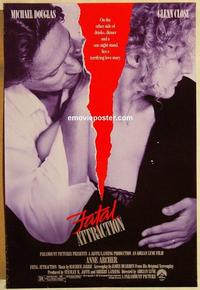 f235 FATAL ATTRACTION one-sheet movie poster '87 Michael Douglas, Close