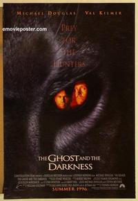 f275 GHOST & THE DARKNESS DS teaser one-sheet movie poster '96 Val Kilmer