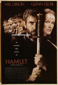 f297 HAMLET one-sheet movie poster '90 Mel Gibson, Close, Shakespeare