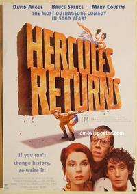 f305 HERCULES RETURNS holding title Aust one-sheet movie poster '93 Parker