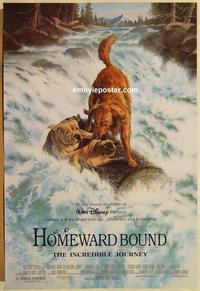 f315 HOMEWARD BOUND DS one-sheet movie poster '93 Walt Disney animals!