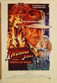f343 INDIANA JONES & THE TEMPLE OF DOOM one-sheet movie poster '84 Ford
