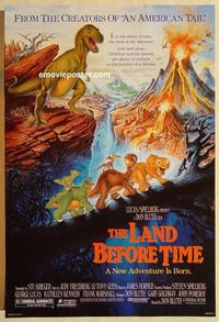 f384 LAND BEFORE TIME one-sheet movie poster '88 Spielberg, Lucas, Bluth