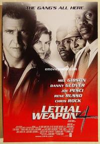 f399 LETHAL WEAPON 4 DS one-sheet movie poster '98 Mel Gibson, Danny Glover