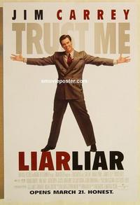 f400 LIAR LIAR DS advance one-sheet movie poster '96 Jim Carrey, Tierney