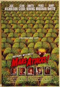 f421 MARS ATTACKS one-sheet movie poster '96 Nicholson, Burton