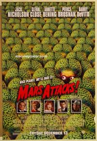 f422 MARS ATTACKS DS advance one-sheet movie poster '96 Nicholson, Burton