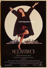 f447 MOONSTRUCK one-sheet movie poster '87 Cher, Nicholas Cage, Dukakis