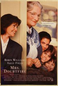 f455 MRS DOUBTFIRE one-sheet movie poster '93 Robin Williams, Sally Field