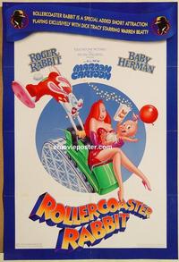 f569 ROLLERCOASTER RABBIT DS one-sheet movie poster '90 Roger Rabbit